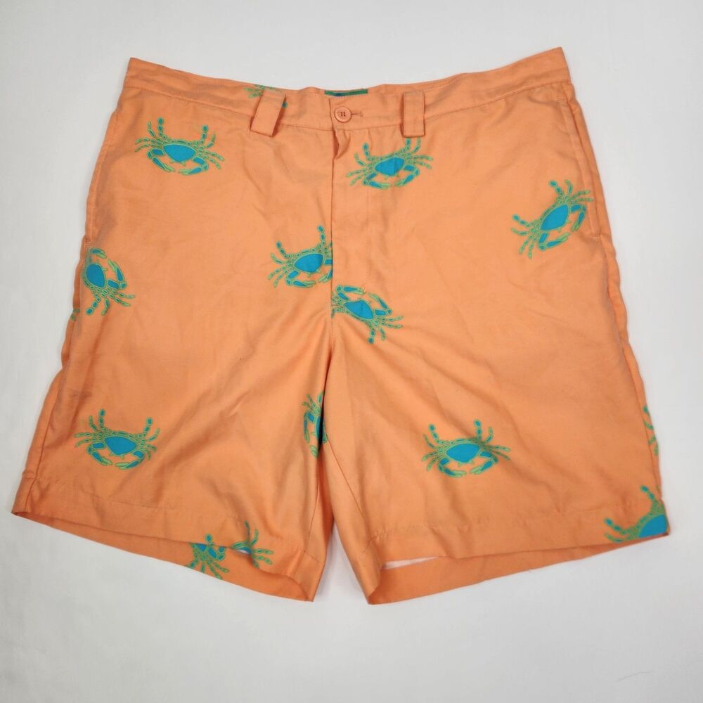 Liquid Flow Mens Crab AOP 4 Pocket Versatile Beach Shorts 36W